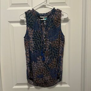 NWT Blue and Copper Floral Blouse